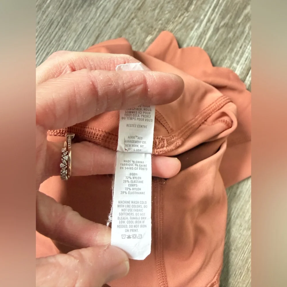 Aerie Offline Goals Bike Short High Rise Scallop Hem Shorts Orange Coral S M - Picture 8 of 9